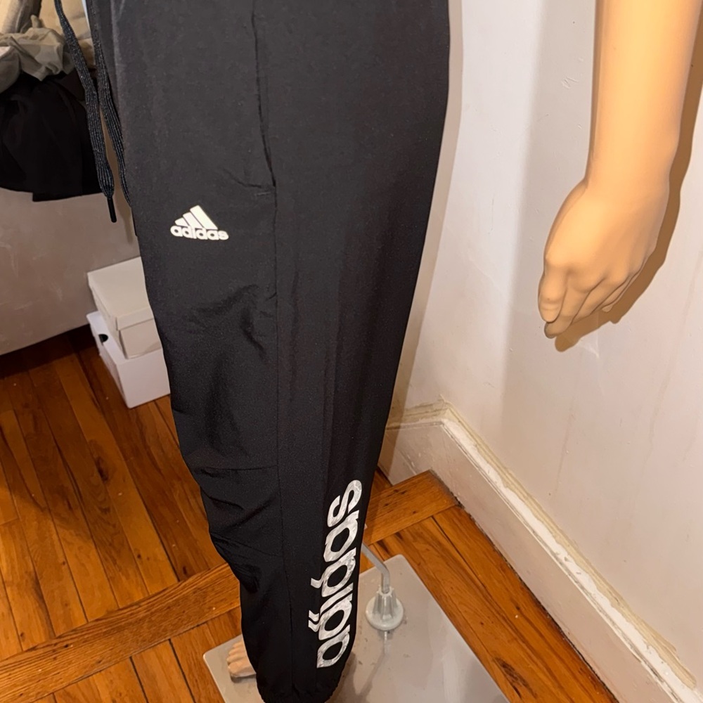 adidas Black Jogger Sweatpants with White Logo